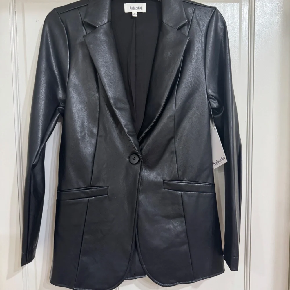 SALE NEW with Tags Splendid Black Leather Classic Jacket sz S - Picture 6 of 6